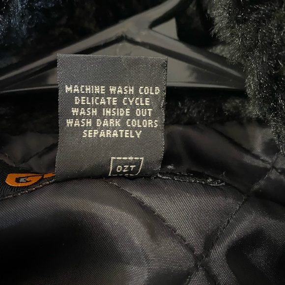 GODBODY Vintage Denim Technology Faux Fur Black Coat Sz-Large - Picture 8 of 8